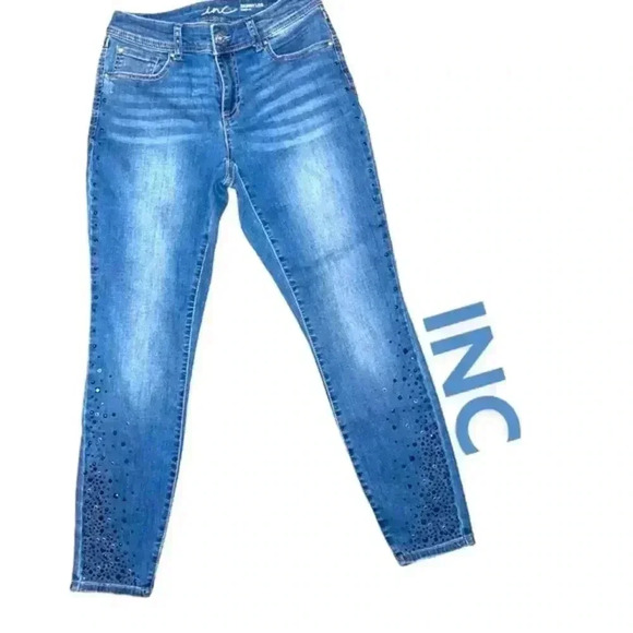 INC Bedazzled Skinny Leg Curvy Fit Jeans - Picture 1 of 8